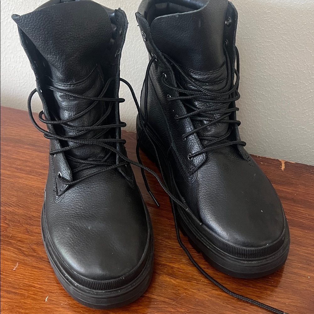 Timberland Ray City Black Combat Boots Lug Sole Leather Women’s 9.5 A2JNY - Picture 4 of 14